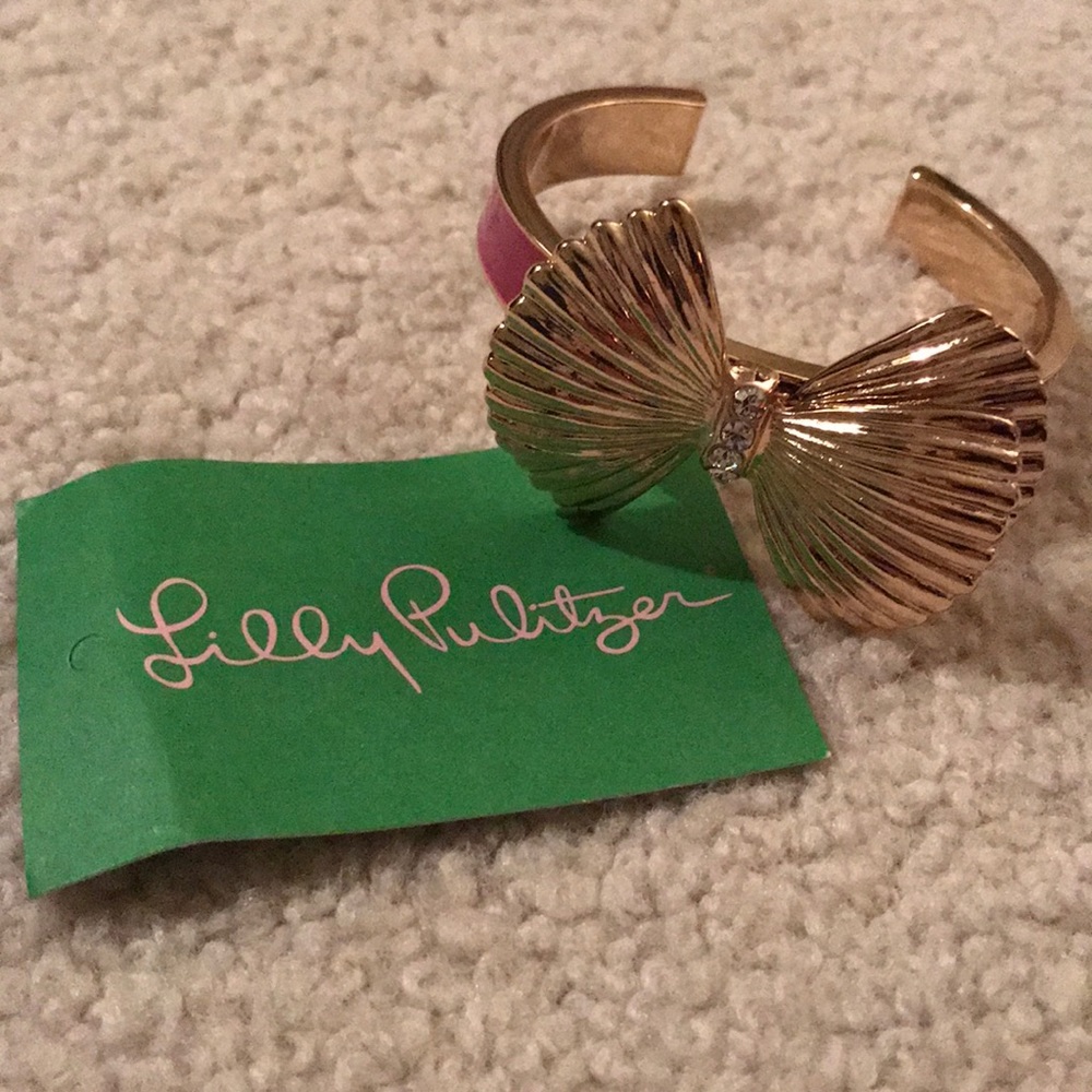 🌴NWOT Lilly Pulitzer Gold and Pink Bow Bracelet